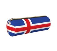 GaxfjRu Étui en cuir avec fermeture éclair pour stylos à bille, roller et crayons Motif drapeau de l'Islande