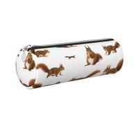 GaxfjRu Étui en cuir souple avec fermeture éclair pour stylos à bille et crayons Motif écureuil mignon