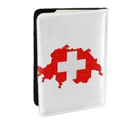 GaxfjRu Étui portefeuille pour passeport avec imprimé carte du drapeau suisse pour voyage, organiseur de voyage pour cartes de crédit, carnet de passeport, Noir , Taille unique