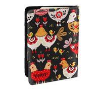 GaxfjRu Étui portefeuille pour passeport avec imprimé coq et poules, Noir , Taille unique