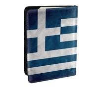 GaxfjRu Étui portefeuille pour passeport avec imprimé drapeau grec pour voyage, organiseur de voyage pour cartes de crédit, Noir , Taille unique