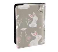 GaxfjRu Étui portefeuille pour passeport avec imprimé floral et lapin de Pâques pour voyage, organiseur de voyage, cartes de crédit, carnet de passeport, Noir , Taille unique