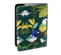 GaxfjRu Étui portefeuille pour passeport avec imprimé oiseaux tropicaux et feuilles de plantes pour voyage, organiseur de voyage pour cartes de crédit, carnet de passeport, Noir , Taille unique