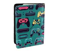 GaxfjRu Étui portefeuille pour passeport avec motif de manette de jeu pour voyage, organiseur de voyage pour cartes de crédit, carnet de passeport, Noir , Taille unique