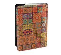 GaxfjRu Étui portefeuille pour passeport - Motif géométrique marocain - Pour voyage, cartes de crédit, Noir , Taille unique