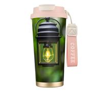 GaxfjRu Firefly and Lantern Tasse à café isotherme à double couvercle 500 ml en acier inoxydable 316 avec paille