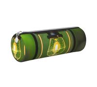 GaxfjRu Firefly and Lantern Trousse ronde en cuir synthétique pour stylos, crayons, marqueurs, petites fournitures, fermeture éclair en métal avec cuir, Argenté., Taille unique, Porte-cartes