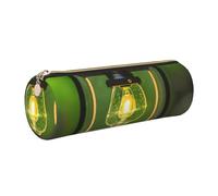 GaxfjRu Firefly and Lantern Trousse ronde en cuir synthétique pour stylos, crayons, marqueurs, petites fournitures, fermeture éclair en métal avec cuir, doré, Taille unique, Porte-cartes