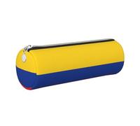 GaxfjRu Flag of Colombia Trousse ronde en cuir synthétique pour stylos, crayons, marqueurs, petites fournitures Fermeture éclair en métal avec cuir, Argenté., Taille unique, Porte-cartes