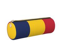 GaxfjRu Flag of Tchad Trousse ronde en cuir synthétique pour stylos, crayons, marqueurs, petites fournitures, fermeture éclair en métal avec cuir, doré, Taille unique, Porte-cartes