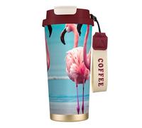 GaxfjRu Flamingo Beach Tasse à café isotherme en acier inoxydable pour boissons chaudes et froides - 591 ml