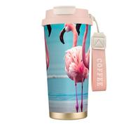 GaxfjRu Flamingo Beach Tasse à café isotherme en acier inoxydable pour boissons chaudes et froides - 591 ml