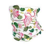 GaxfjRu Flamingo Bird Round Leaves Print Cooling Multi Use Neck Gaiter Men and Women Summer Face Mask for Work Running Sports