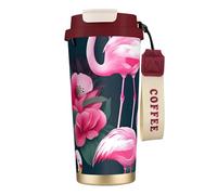 GaxfjRu Flamingo Floral Printed 591 ml with Lid Mug à café isotherme en acier inoxydable pour boissons chaudes et froides