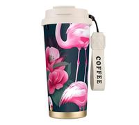 GaxfjRu Flamingo Floral Printed 591 ml with Lid Mug à café isotherme en acier inoxydable pour boissons chaudes et froides