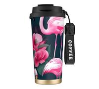 GaxfjRu Flamingo Floral Printed 591 ml with Lid Mug à café isotherme en acier inoxydable pour boissons chaudes et froides