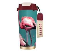 GaxfjRu Flamingo Flowers Tasse à café isotherme en acier inoxydable avec couvercle pour boissons chaudes et froides 591 ml