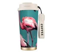 GaxfjRu Flamingo Flowers Tasse à café isotherme en acier inoxydable avec couvercle pour boissons chaudes et froides 591 ml