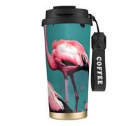 GaxfjRu Flamingo Flowers Tasse à café isotherme en acier inoxydable avec couvercle pour boissons chaudes et froides 591 ml