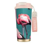 GaxfjRu Flamingo Flowers Tasse à café isotherme en acier inoxydable avec couvercle pour boissons chaudes et froides 591 ml
