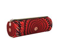 GaxfjRu Flower Vortex Spiral Round Pencil Case Faux Cuir Rangement pour Stylos, Crayons, Marqueurs, Petites Fournitures Fermeture Éclair Métal avec Cuir, doré, Taille unique, Porte-cartes