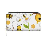 GaxfjRu Flying Bees Portefeuille long en cuir pour homme Motif marguerites Miel