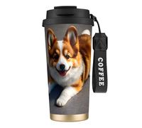 GaxfjRu Funny Corgi Butt Tasse à café isotherme à double couvercle en acier inoxydable 316 avec paille 500 ml
