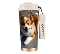 GaxfjRu Funny Corgi Butt Tasse à café isotherme à double couvercle en acier inoxydable 316 avec paille 500 ml