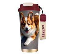 GaxfjRu Funny Corgi Butt Tasse à café isotherme à double couvercle en acier inoxydable 316 avec paille 500 ml