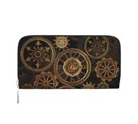 GaxfjRu Gears Clock Portefeuille long en cuir pour homme avec imprimé siècle Bronze Style vintage Porte-cartes de crédit