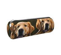 GaxfjRu Golden Retrievers Étui en cuir avec fermeture éclair pour stylos à bille et crayons Grain doux