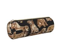GaxfjRu Golden Retrievers Étui en cuir avec fermeture éclair pour stylos à bille et crayons Grain doux