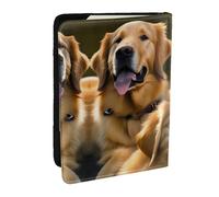 GaxfjRu Golden Retrievers Étui portefeuille pour passeport avec imprimé pour voyage, organiseur de voyage pour cartes de crédit, Noir , Taille unique