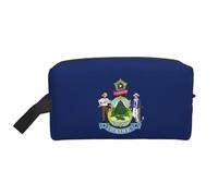 GaxfjRu Grande trousse de maquillage de voyage avec drapeau de l'État du Maine - Pour femme - Pour cosmétiques, articles de toilette et accessoires, blanc, One Size