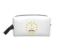 GaxfjRu Grande trousse de maquillage de voyage avec drapeau de l'État du Rhode Island - Pour femme - Pour cosmétiques, articles de toilette et accessoires, blanc, One Size
