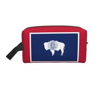 GaxfjRu Grande trousse de maquillage de voyage avec drapeau de l'État du Wyoming - Pour femme - Pour cosmétiques, articles de toilette et accessoires, blanc, One Size