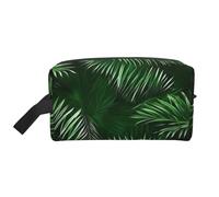 GaxfjRu Grande trousse de maquillage de voyage avec feuilles vertes de palmier et plantes tropicales pour femme pour cosmétiques, articles de toilette et accessoires, blanc, One Size