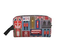 GaxfjRu Grande trousse de maquillage de voyage avec imprimé symboles de l'Angleterre - Pour femme - Pour cosmétiques, articles de toilette et accessoires, blanc, One Size