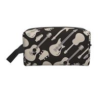 GaxfjRu Grande trousse de maquillage de voyage avec motif guitare pour femme pour cosmétiques, articles de toilette et accessoires, blanc, One Size