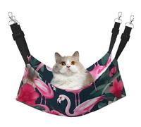 GaxfjRu Hamac réglable en velours pour chat avec imprimé floral et flamant rose