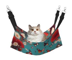 GaxfjRu Hamac réglable en velours pour chaton avec motif papillons et fleurs