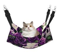 GaxfjRu Hamac réglable en velours pour chaton avec motif tête de mort et rose violet
