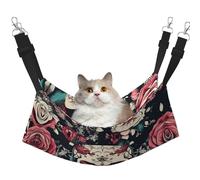 GaxfjRu Hamac réglable en velours pour chatons avec motif floral et tête de mort
