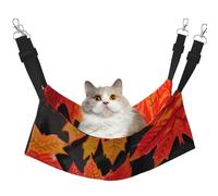GaxfjRu Hamac réglable pour chat avec feuilles rouges d'automne pour fenêtre, confortable en velours pour animal domestique dormeur et salon pour chatons