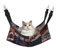 GaxfjRu Hamac réglable pour chat avec motif drapeau américain, perchoir pour fenêtre, en velours confortable pour chatons