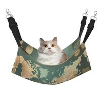 GaxfjRu Hamac rétro réglable en velours pour chatons avec motif carte du monde
