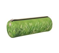 GaxfjRu HD Green Nature Trousse Ronde en Simili Cuir Rangement pour Stylos Crayons Marqueurs Petites Fournitures Fermeture Éclair Métal avec Cuir, doré, Taille unique, Porte-cartes