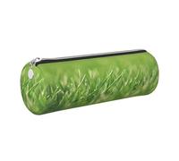 GaxfjRu HD Green Nature Trousse Ronde en Simili Cuir Rangement pour Stylos Crayons Marqueurs Petites Fournitures Fermeture Éclair Métal avec Cuir, Argenté., Taille unique, Porte-cartes