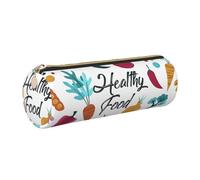 GaxfjRu Healthy Food Étui en cuir avec fermeture éclair pour stylos à bille et crayons