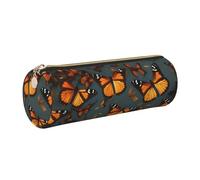 GaxfjRu Heaps of Orange Étui en cuir avec fermeture éclair pour stylos à bille et crayons Motif papillons monarques
